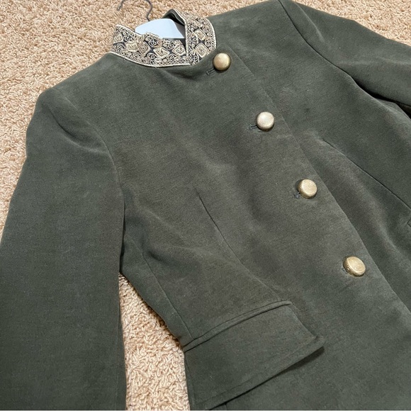 NWT ZARA Military Jacket Embroidered High Neck Coat Green M - Picture 5 of 12